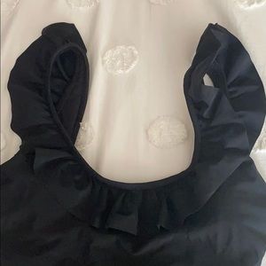 Ruffle Low Back Black One Piece